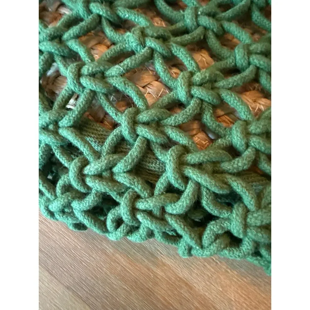 Ellyla Green Jasmine Bucket Macrame Jute Net Tote Bag Sustainable Art to wear